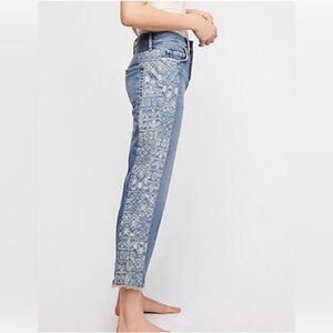 We the free boyfriend aztec print panel jeans